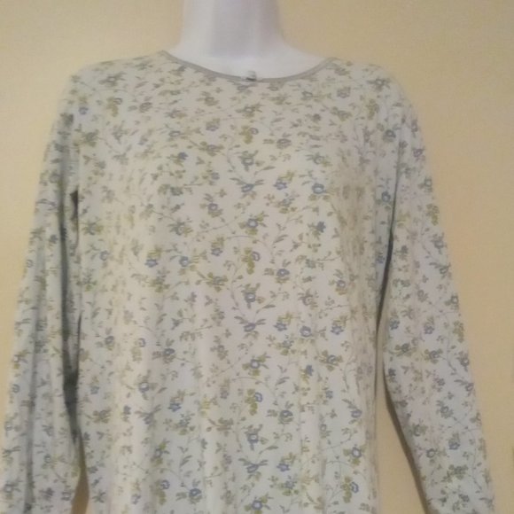 Land's End Cotton Long Sleeve Knit Nightgown - Picture 1 of 8
